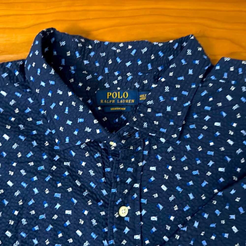 Men’s short sleeve Ralph Lauren seersucker shirt 4XLT